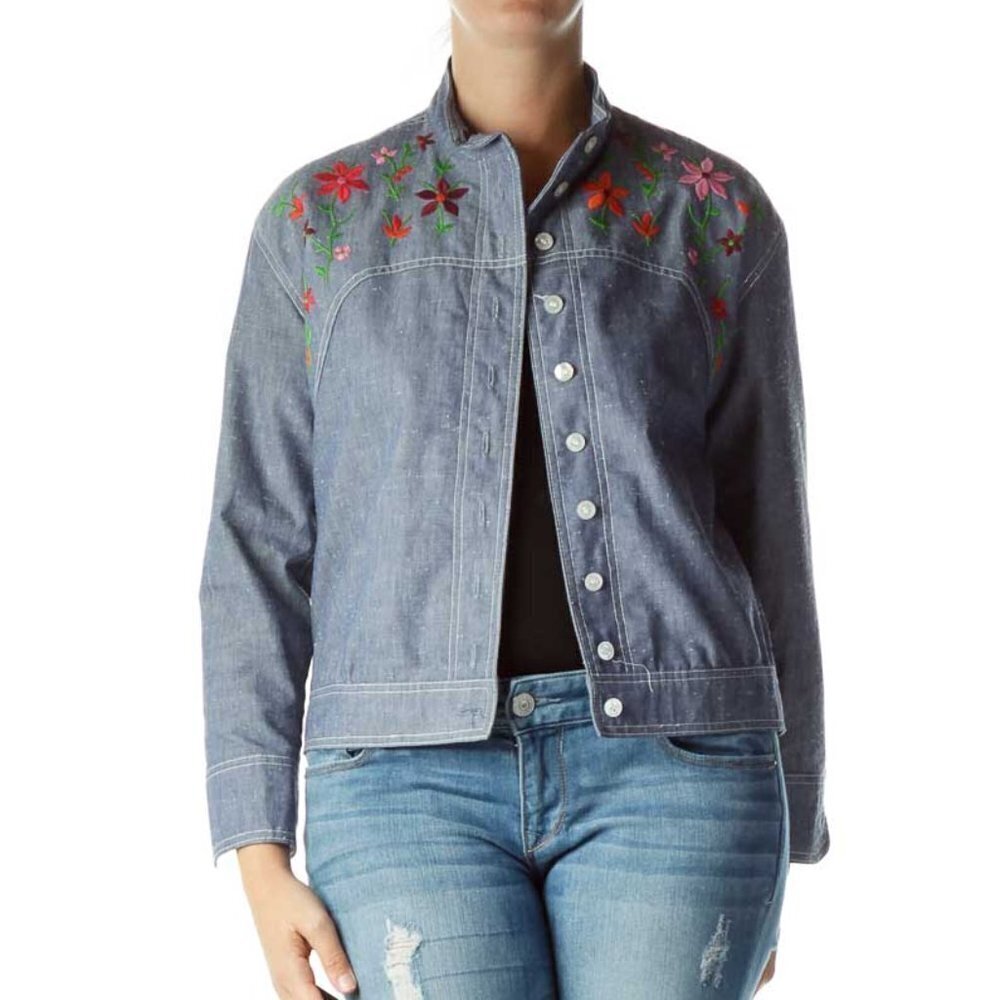 Anne Klein Blue Embroidered Shirt